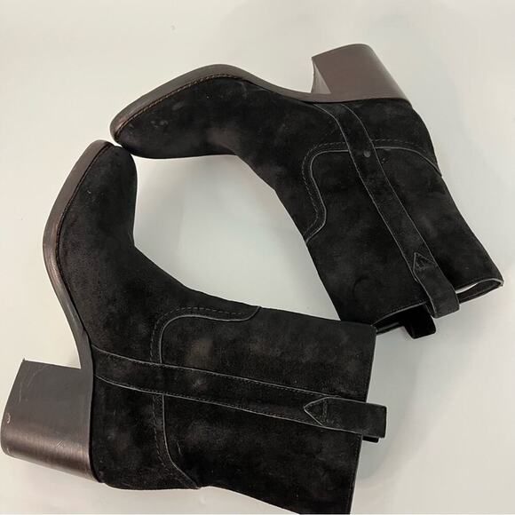 Veronica Beard 7 Carmen Western Pull On Ankle Booties Boots Shoes suede leather - Picture 6 of 9